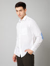 Cantabil Cotton Solid Full Sleeve Regular Fit White Casual Shirt for Men with Pocket