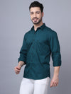 Cantabil Cotton Solid Bottle Green Full Sleeve Casual Shirt for Men with Pocket (7057391419531)