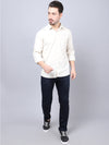 Cantabil Cotton Solid Cream Full Sleeve Casual Shirt for Men with Pocket (7057392009355)