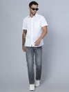 Cantabil Cotton Solid White Half Sleeve Casual Shirt for Men with Pocket (7136115359883)