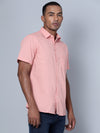 Cantabil Cotton Solid Pink Half Sleeve Casual Shirt for Men with Pocket (7136115654795)