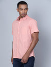 Cantabil Cotton Solid Pink Half Sleeve Casual Shirt for Men with Pocket (7136115654795)