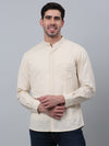 Cantabil Cotton Solid Full Sleeve Regular Fit Beige Casual Shirt for Men with Pocket