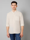 Cantabil Cotton Solid Full Sleeve Regular Fit Beige Casual Shirt for Men with Pocket