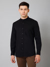 Cantabil Cotton Solid Full Sleeve Regular Fit Black Casual Shirt for Men with Pocket