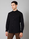 Cantabil Cotton Solid Full Sleeve Regular Fit Black Casual Shirt for Men with Pocket
