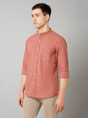 Cantabil Cotton Solid Full Sleeve Regular Fit Peach Casual Shirt for Men with Pocket