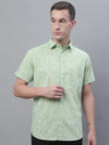 Cantabil Cotton Printed Green Half Sleeve Casual Shirt for Men with Pocket (7135096799371)