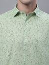 Cantabil Cotton Printed Green Half Sleeve Casual Shirt for Men with Pocket (7135096799371)