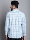 Cantabil Cotton Sky Blue Checkered Full Sleeve Regular Fit Casual Shirt for Men with Pocket (7165438525579)