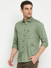 Cantabil Cotton Green Printed Full Sleeve Regular Fit Casual Shirt for Men with Pocket