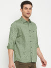 Cantabil Cotton Green Printed Full Sleeve Regular Fit Casual Shirt for Men with Pocket