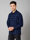 Cantabil Cotton Checkered Full Sleeve Regular Fit Navy Casual Shirt for Men with Pocket
