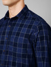 Cantabil Cotton Checkered Full Sleeve Regular Fit Navy Casual Shirt for Men with Pocket