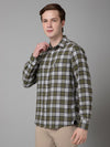 Cantabil Checkered Green Full Sleeve Regular Fit Casual Shirt for Men with Pocket