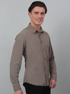 Cantabil Charcoal Grey Solid Full Sleeve Stretchable Casual Shirt for Men