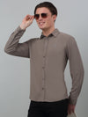 Cantabil Charcoal Grey Solid Full Sleeve Stretchable Casual Shirt for Men