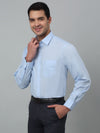 Cantabil Cotton Sky Blue Solid Full Sleeve Regular Fit Formal Shirt for Men with Pocket