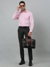 Cantabil Men's Pink Cotton Self Design Full Sleeve Formal Shirt with Pocket