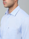 Cantabil Cotton Blue Self Design Full Sleeve Regular Fit Formal Shirt for Men with Pocket