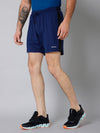 Cantabil Men Solid Above Knee Regular Fit Active Wear Blue Shorts