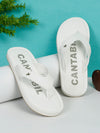 Cantabil Men White Typography Printed Thong Strap Slipper