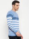 Cantabil Stripe Blue Full Sleeves Round Neck Regular Fit Casual Sweater for Men