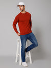 Cantabil Solid Rust Full Sleeves Round Neck Regular Fit Casual Sweater for Men