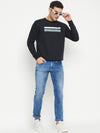 Cantabil Typography Printed Navy Blue Full Sleeves Round Neck Regular Fit Casual Sweatshirt for Men