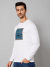 Cantabil Typography Printed White Full Sleeves Round Neck Regular Fit Casual Sweatshirt for Men