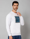 Cantabil Typography Printed White Full Sleeves Round Neck Regular Fit Casual Sweatshirt for Men