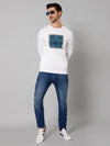 Cantabil Typography Printed White Full Sleeves Round Neck Regular Fit Casual Sweatshirt for Men