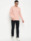 Cantabil Solid Pink Full Sleeves Round Neck Regular Fit Casual Sweatshirt for Men