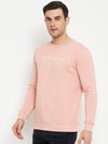 Cantabil Solid Pink Full Sleeves Round Neck Regular Fit Casual Sweatshirt for Men