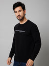 Cantabil Solid Black Full Sleeves Round Neck Regular Fit Casual Sweatshirt For Mens