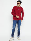 Cantabil Solid Maroon Full Sleeves Round Neck Regular Fit Casual Sweatshirt for Men