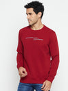 Cantabil Solid Maroon Full Sleeves Round Neck Regular Fit Casual Sweatshirt for Men