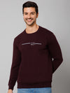 Cantabil Solid Wine Full Sleeves Round Neck Regular Fit Casual Sweatshirt for Men