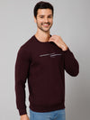 Cantabil Solid Wine Full Sleeves Round Neck Regular Fit Casual Sweatshirt for Men