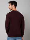 Cantabil Solid Wine Full Sleeves Round Neck Regular Fit Casual Sweatshirt for Men