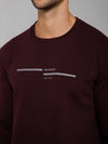 Cantabil Solid Wine Full Sleeves Round Neck Regular Fit Casual Sweatshirt for Men