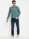 Cantabil Solid Green Full Sleeves Round Neck Regular Fit Casual Sweatshirt for Men