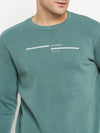 Cantabil Solid Green Full Sleeves Round Neck Regular Fit Casual Sweatshirt for Men