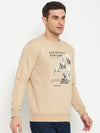 Cantabil Graphic Print Brown Full Sleeves Round Neck Regular Fit Casual Sweatshirt for Men