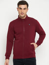 Cantabil Solid Maroon Full Sleeves Mock Collar Regular Fit Casual Sweatshirt for Men