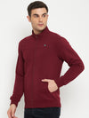 Cantabil Solid Maroon Full Sleeves Mock Collar Regular Fit Casual Sweatshirt for Men