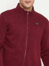 Cantabil Solid Maroon Full Sleeves Mock Collar Regular Fit Casual Sweatshirt for Men