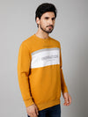 Cantabil Printed Mustard Full Sleeves Round Neck Regular Fit Casual Sweatshirt For Mens