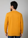 Cantabil Printed Mustard Full Sleeves Round Neck Regular Fit Casual Sweatshirt For Mens
