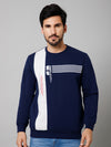 Cantabil Printed Blue Full Sleeves Round Neck Regular Fit Casual Sweatshirt For Men